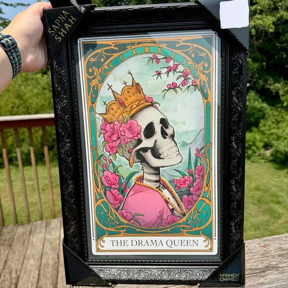 Other - NEW Sapna Shah The Drama Queen Tarot Card Style Black Framed Wall Art 18x12in